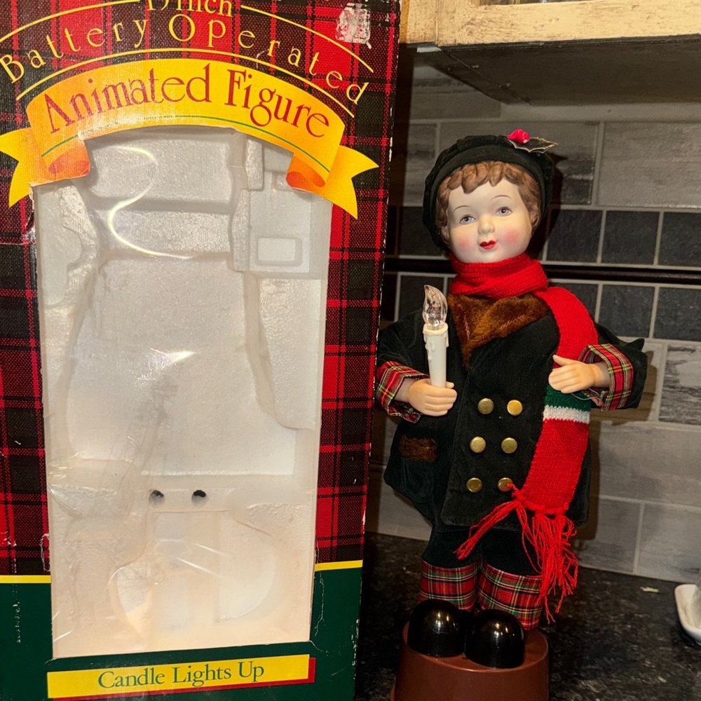 Vintage Christmas Caroling Boy 15 inches tall